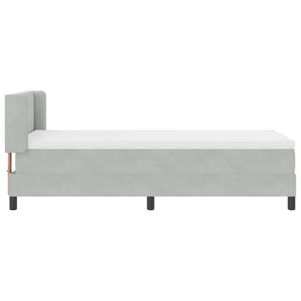 Boxspringbett mit Kopfteil Hellgrau 200 x 90 cm Samt