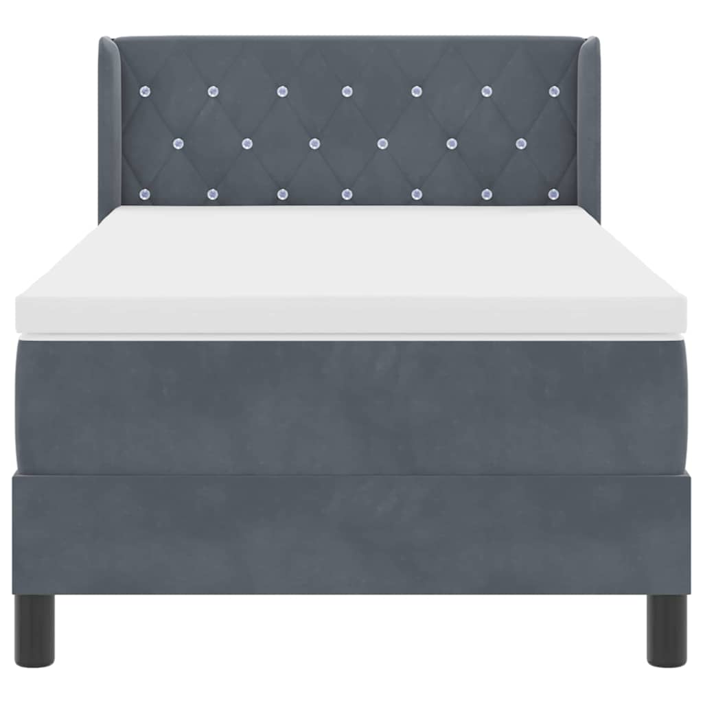 Boxspringbett mit Kopfteil Dunkelgrau 200 x 90 cm Samt