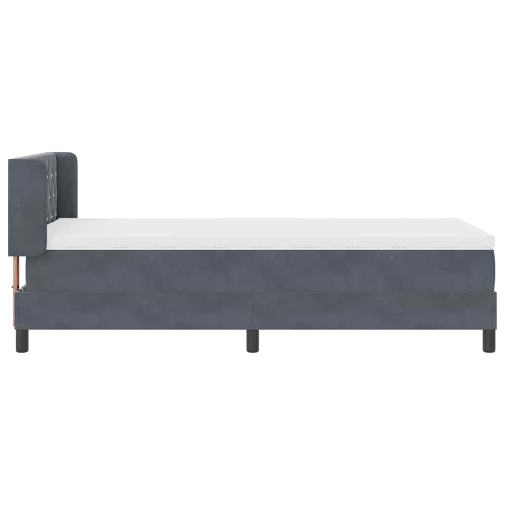 Boxspringbett mit Kopfteil Dunkelgrau 200 x 90 cm Samt