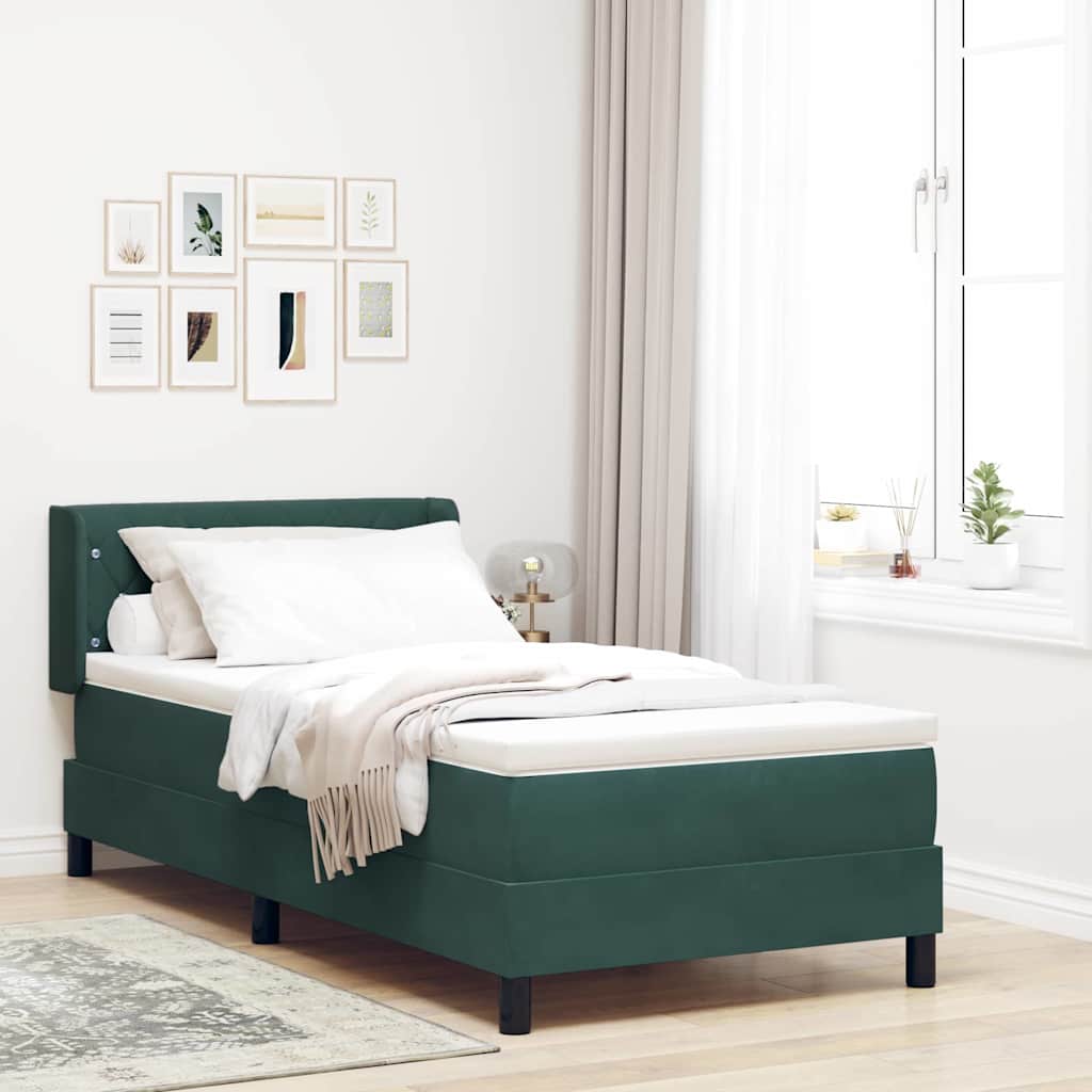 Boxspringbett mit Kopfteil Dunkelgrün 200 x 90 cm Samt