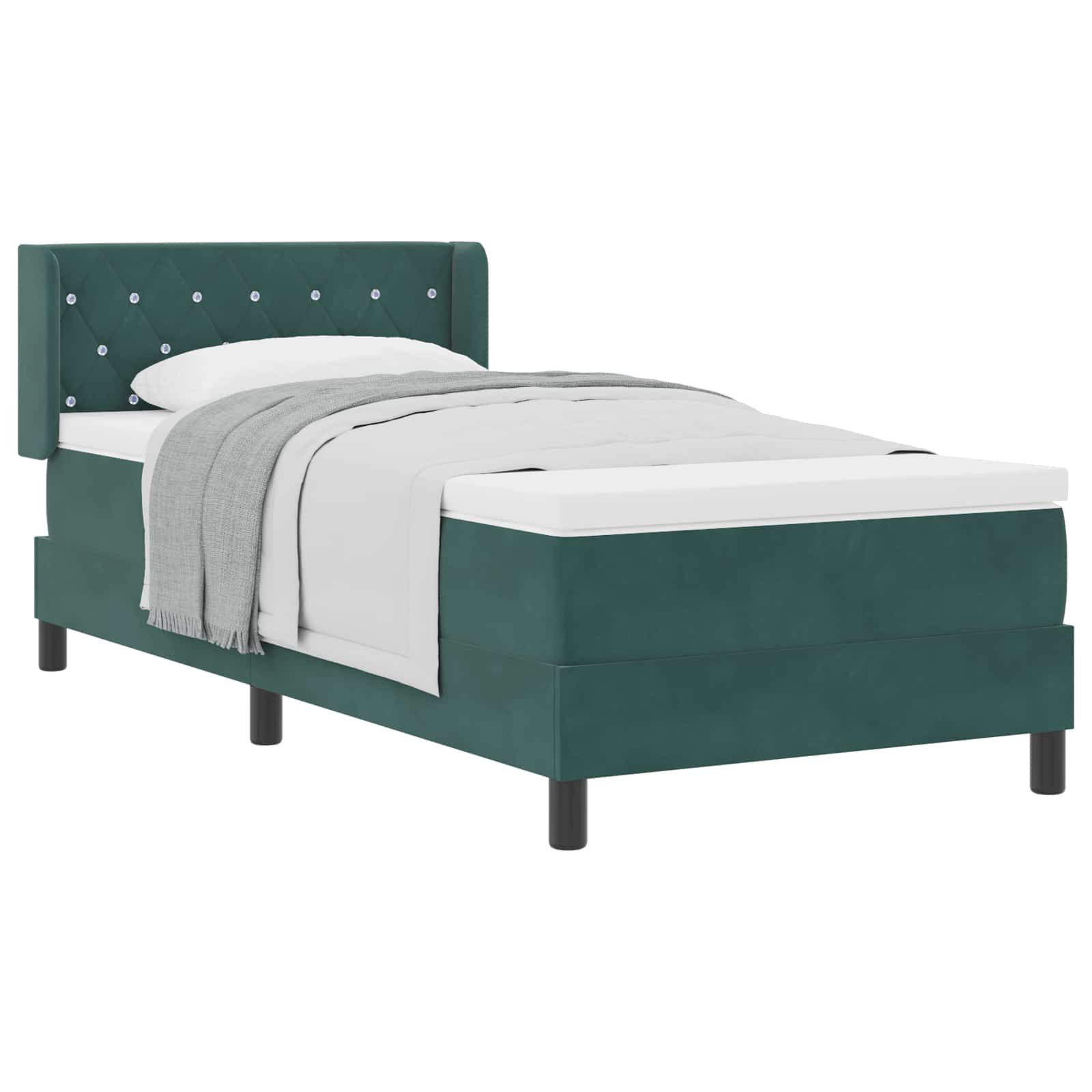 Boxspringbett mit Kopfteil Dunkelgrün 200 x 90 cm Samt