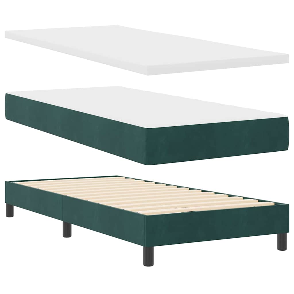 Boxspringbett mit Kopfteil Dunkelgrün 200 x 90 cm Samt