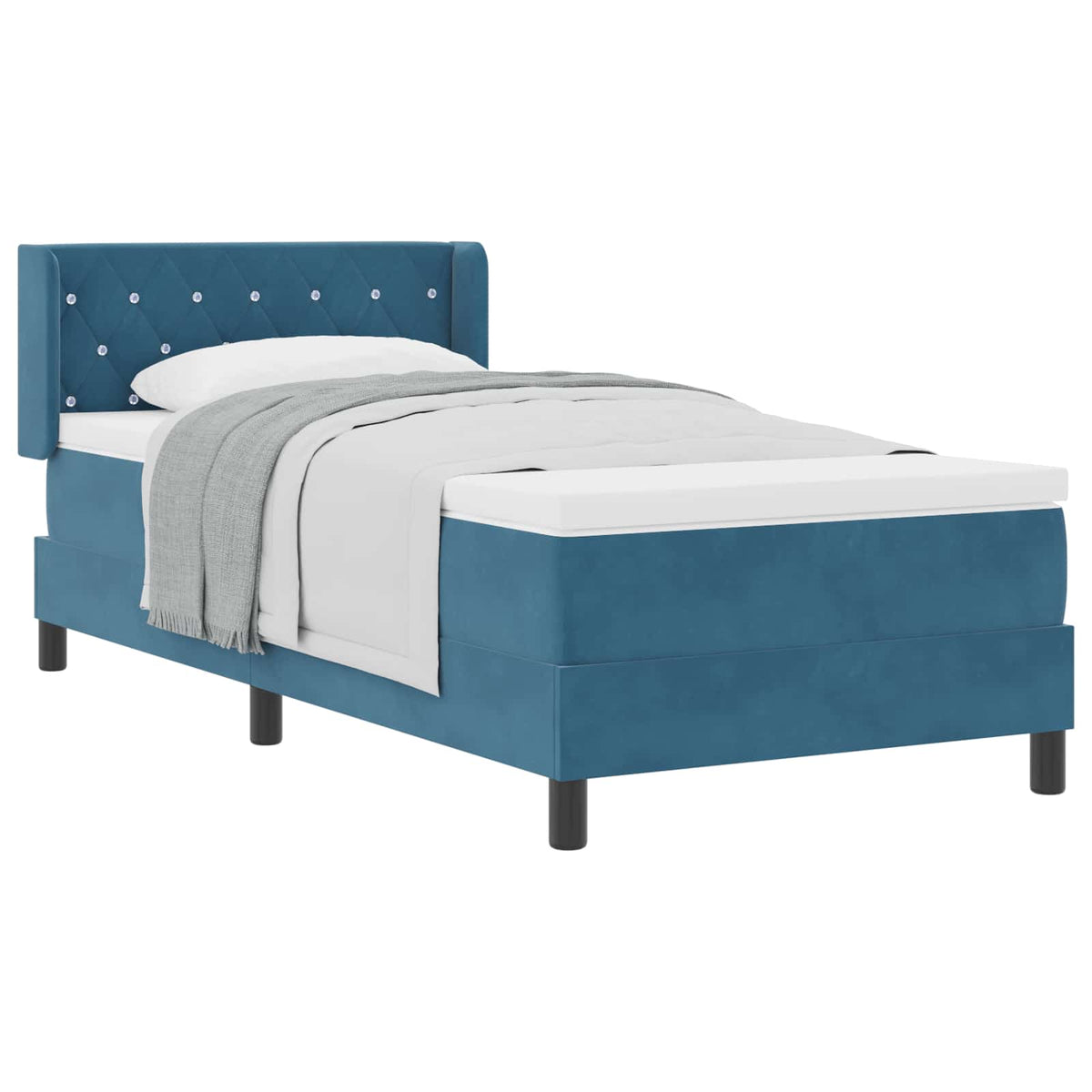 Boxspringbett mit Kopfteil Dunkelblau 200 x 90 cm Samt