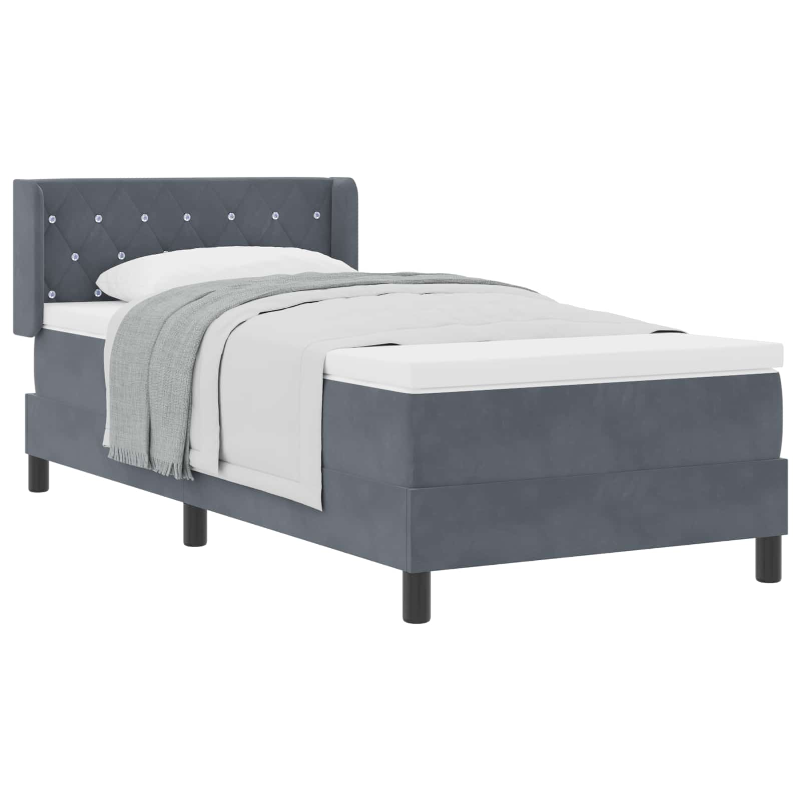 Boxspringbett mit Kopfteil Dunkelgrau 200 x 100 cm Samt
