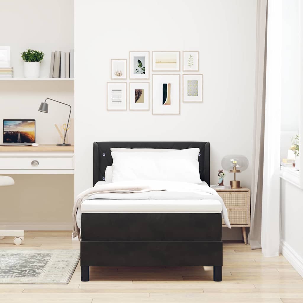 Boxspringbett mit Kopfteil Schwarz 200 x 100 cm Samt