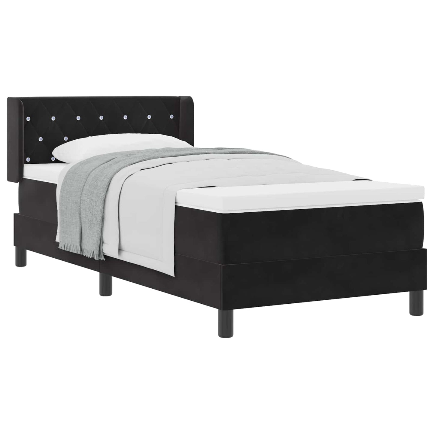 Boxspringbett mit Kopfteil Schwarz 200 x 100 cm Samt