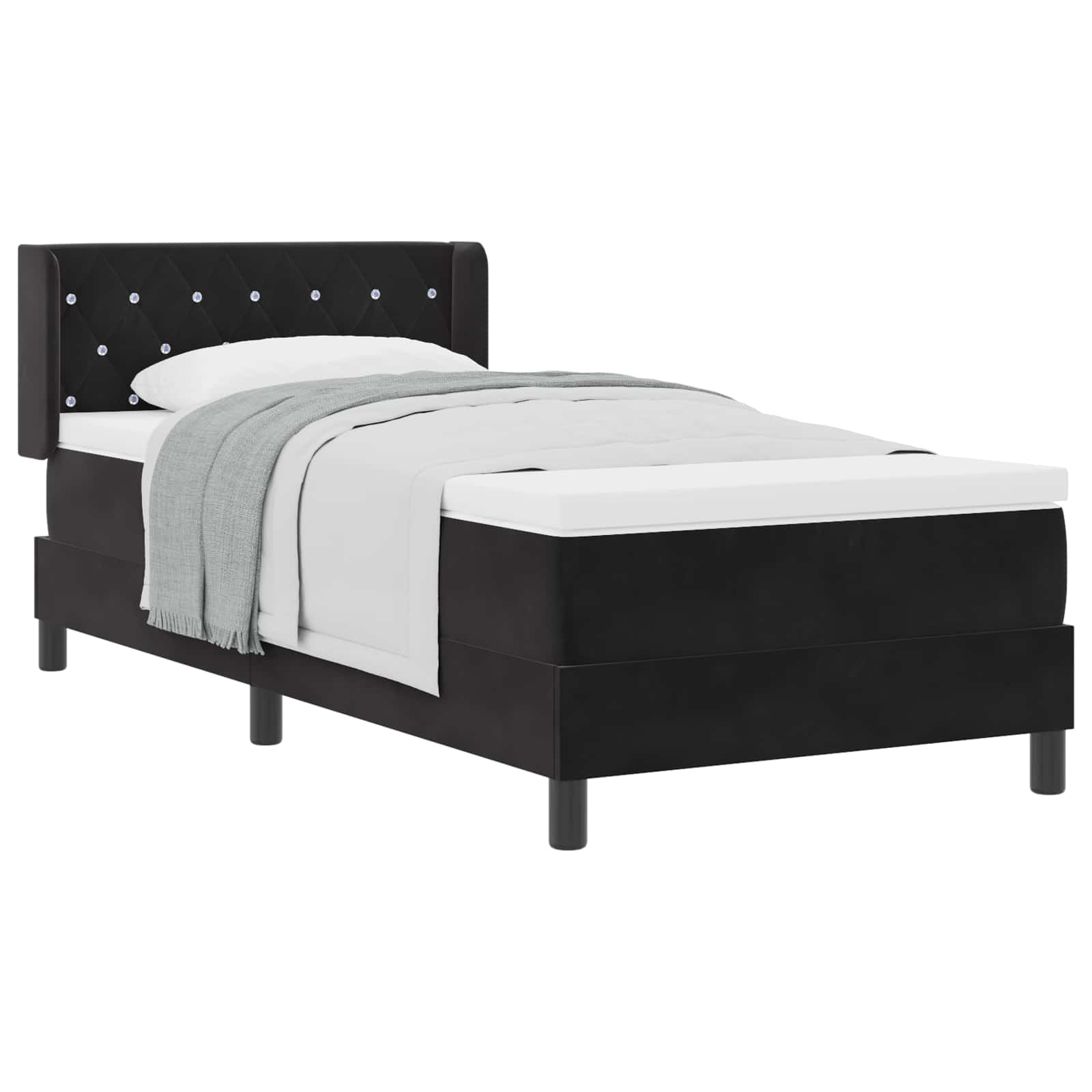 Boxspringbett mit Kopfteil Schwarz 200 x 100 cm Samt