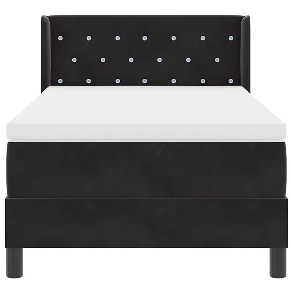 Boxspringbett mit Kopfteil Schwarz 200 x 100 cm Samt