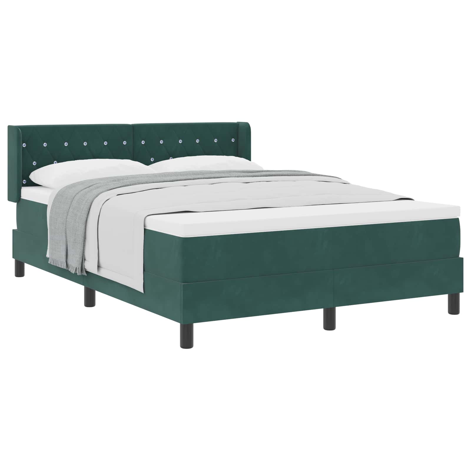 Boxspringbett mit Kopfteil Dunkelgrün 190 x 140 cm Samt