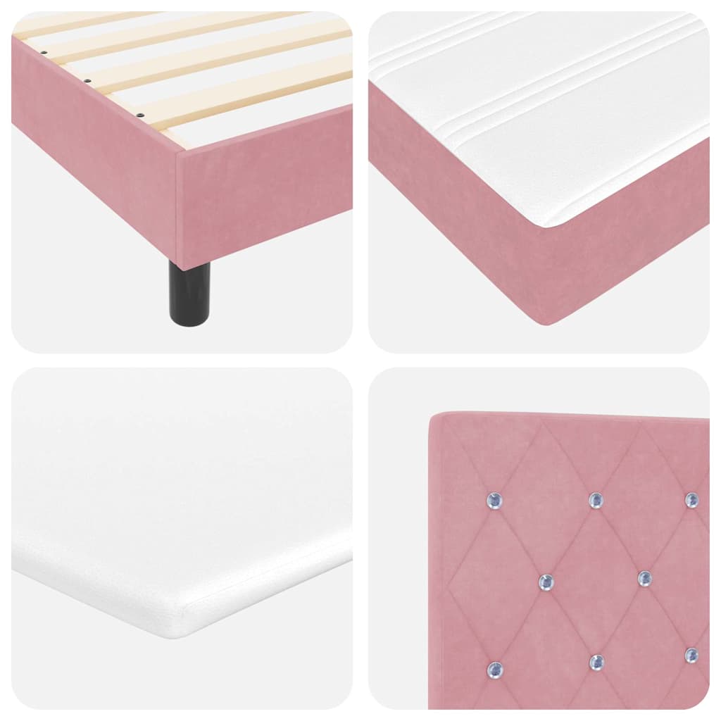 Boxspringbett mit Matratze Schwarz 100x200 cm Velvet Rosa