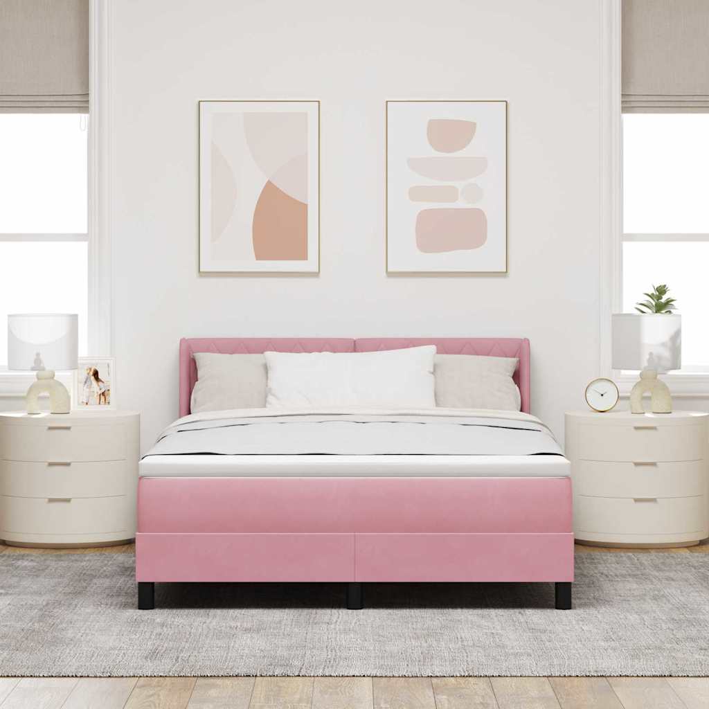 Boxspringbett mit Matratze Schwarz 100x200 cm Velvet Rosa