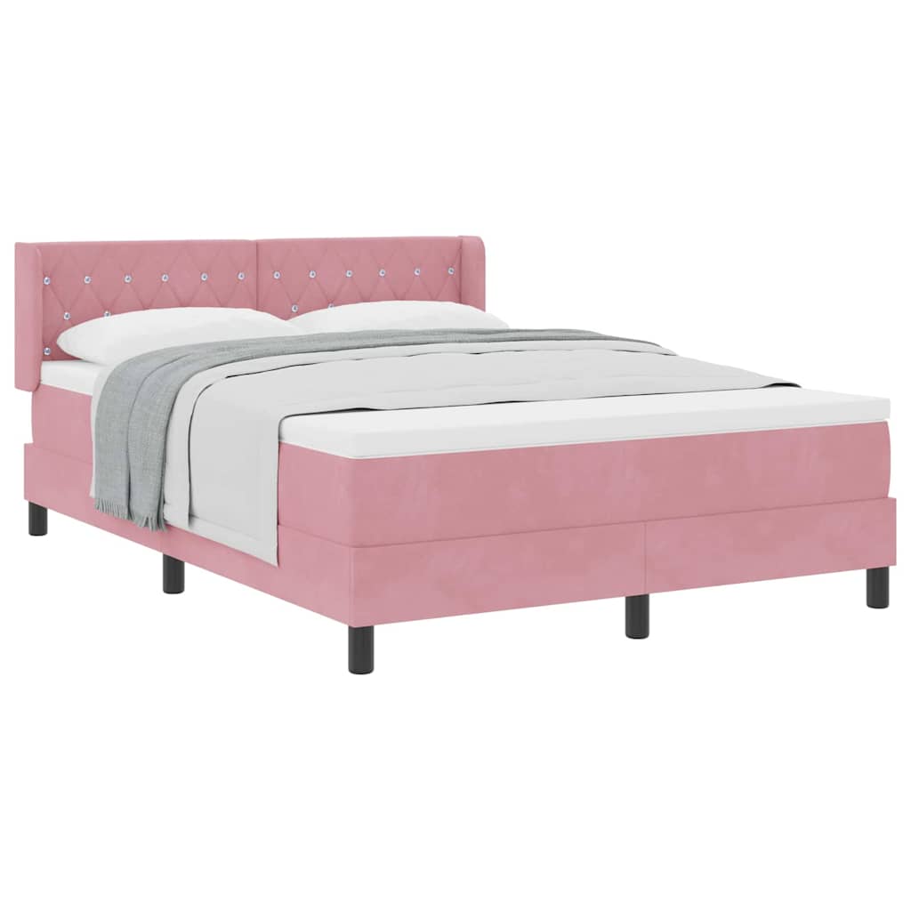 Boxspringbett mit Matratze Schwarz 100x200 cm Velvet Rosa