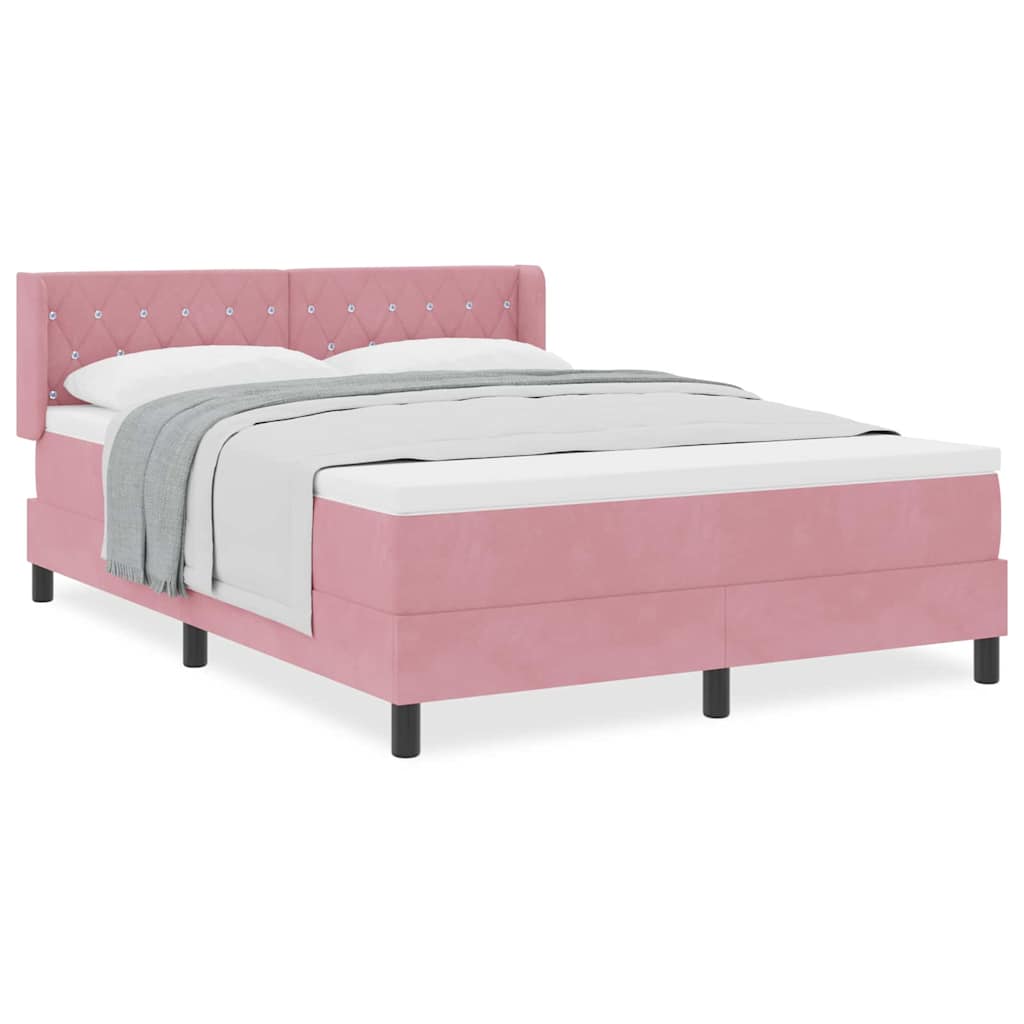 Boxspringbett mit Matratze Schwarz 100x200 cm Velvet Rosa
