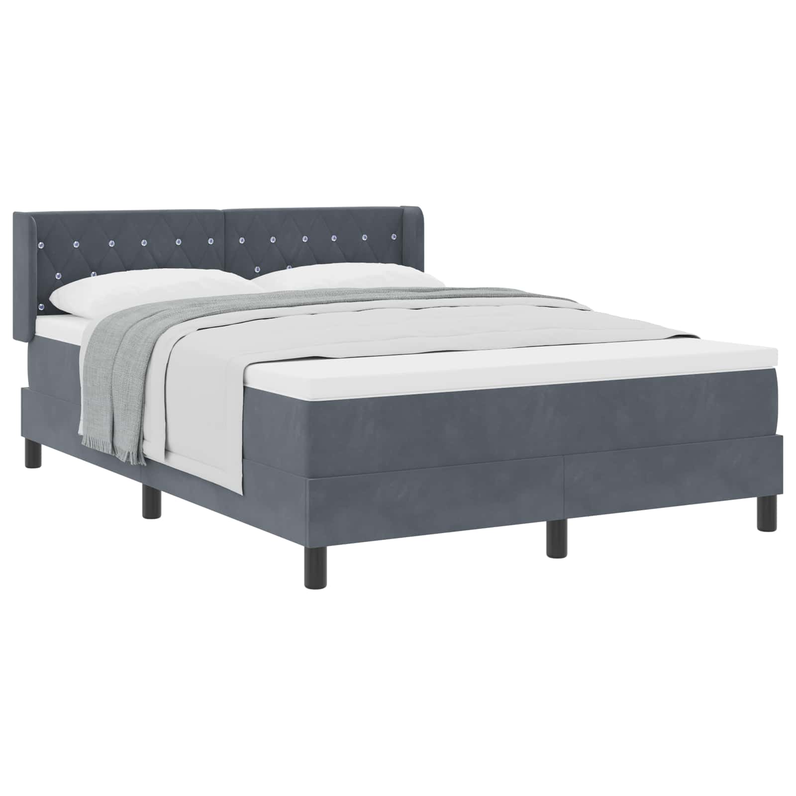 Boxspringbett mit Kopfteil Dunkelgrau 200 x 140 cm Samt
