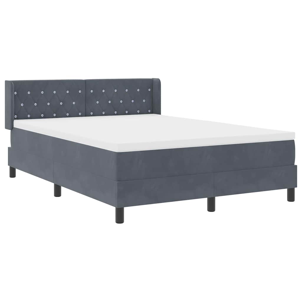 Boxspringbett mit Kopfteil Dunkelgrau 200 x 140 cm Samt