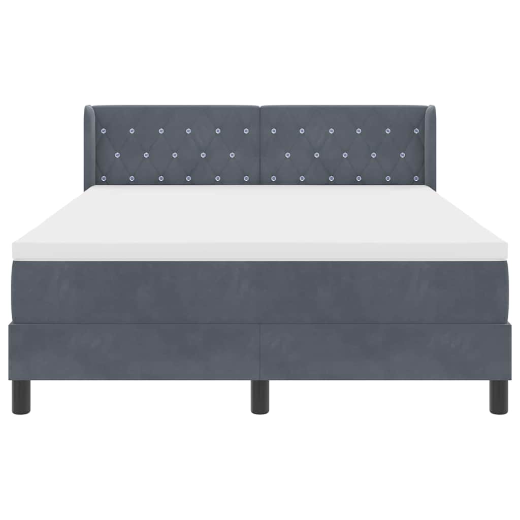 Boxspringbett mit Kopfteil Dunkelgrau 200 x 140 cm Samt
