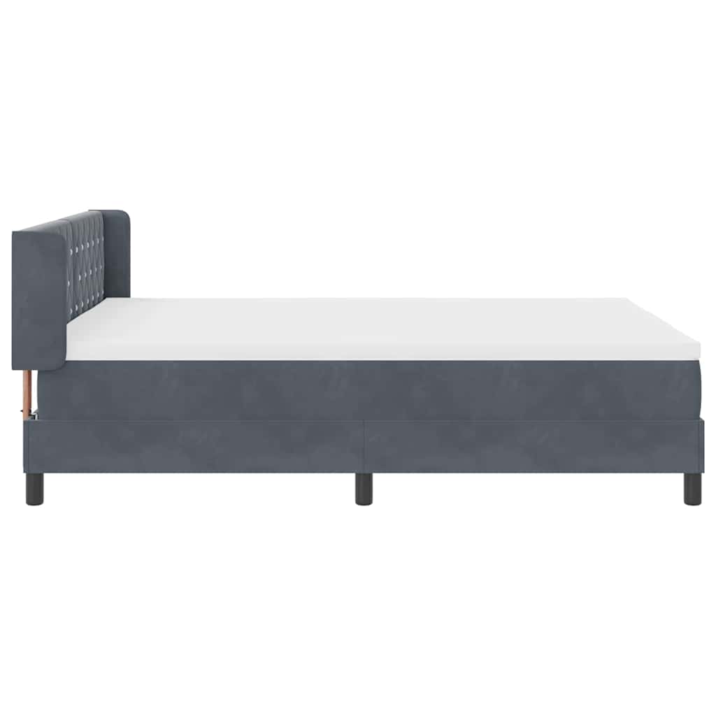 Boxspringbett mit Kopfteil Dunkelgrau 200 x 140 cm Samt