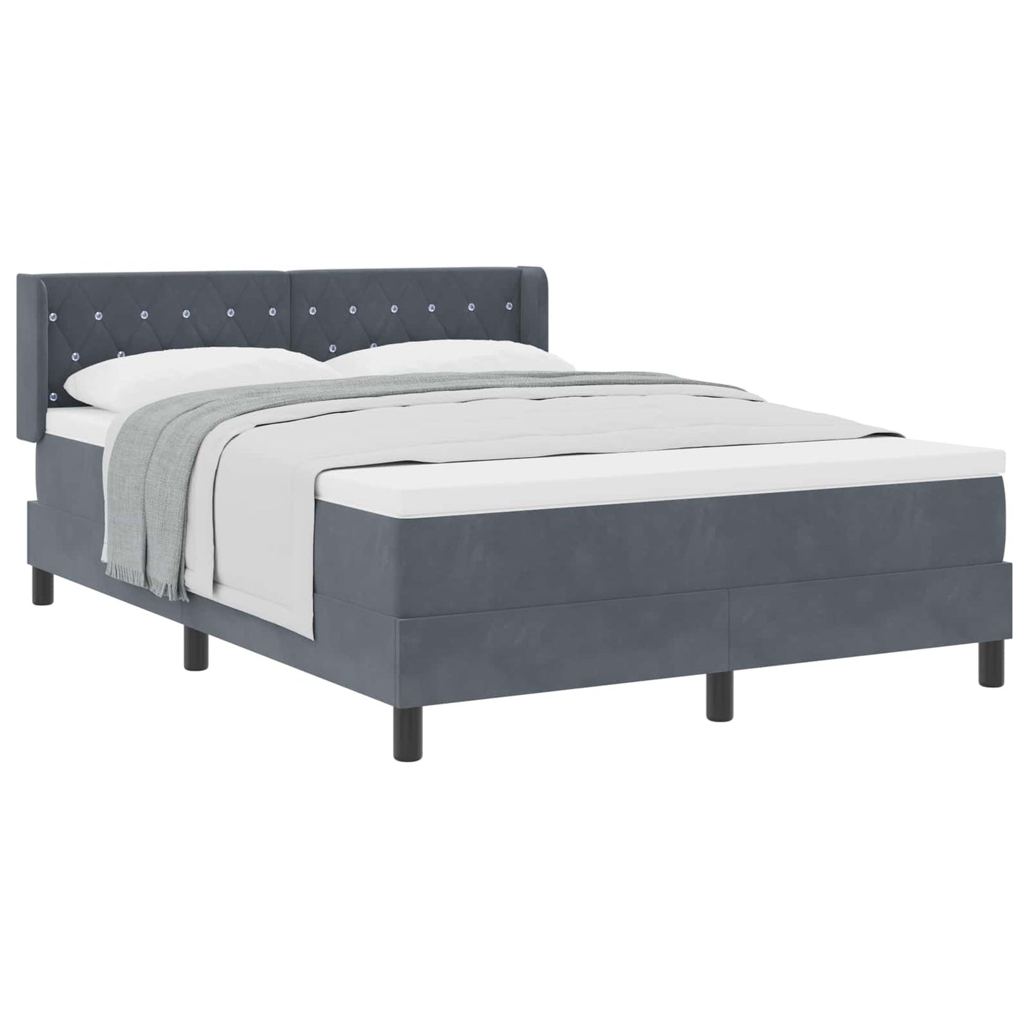 Boxspringbett mit Kopfteil Dunkelgrau 200 x 160 cm Samt