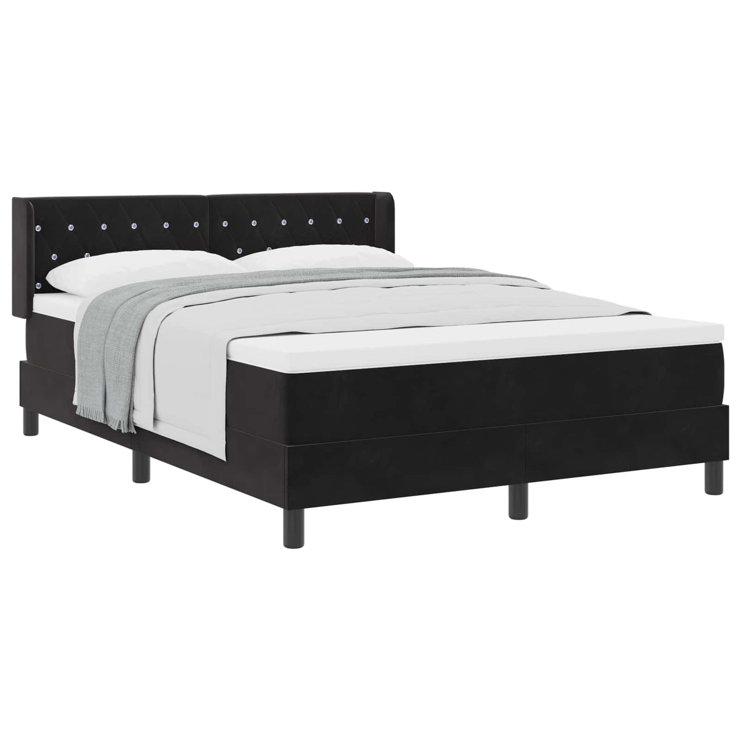 Boxspringbett mit Kopfteil Schwarz 200 x 160 cm Samt