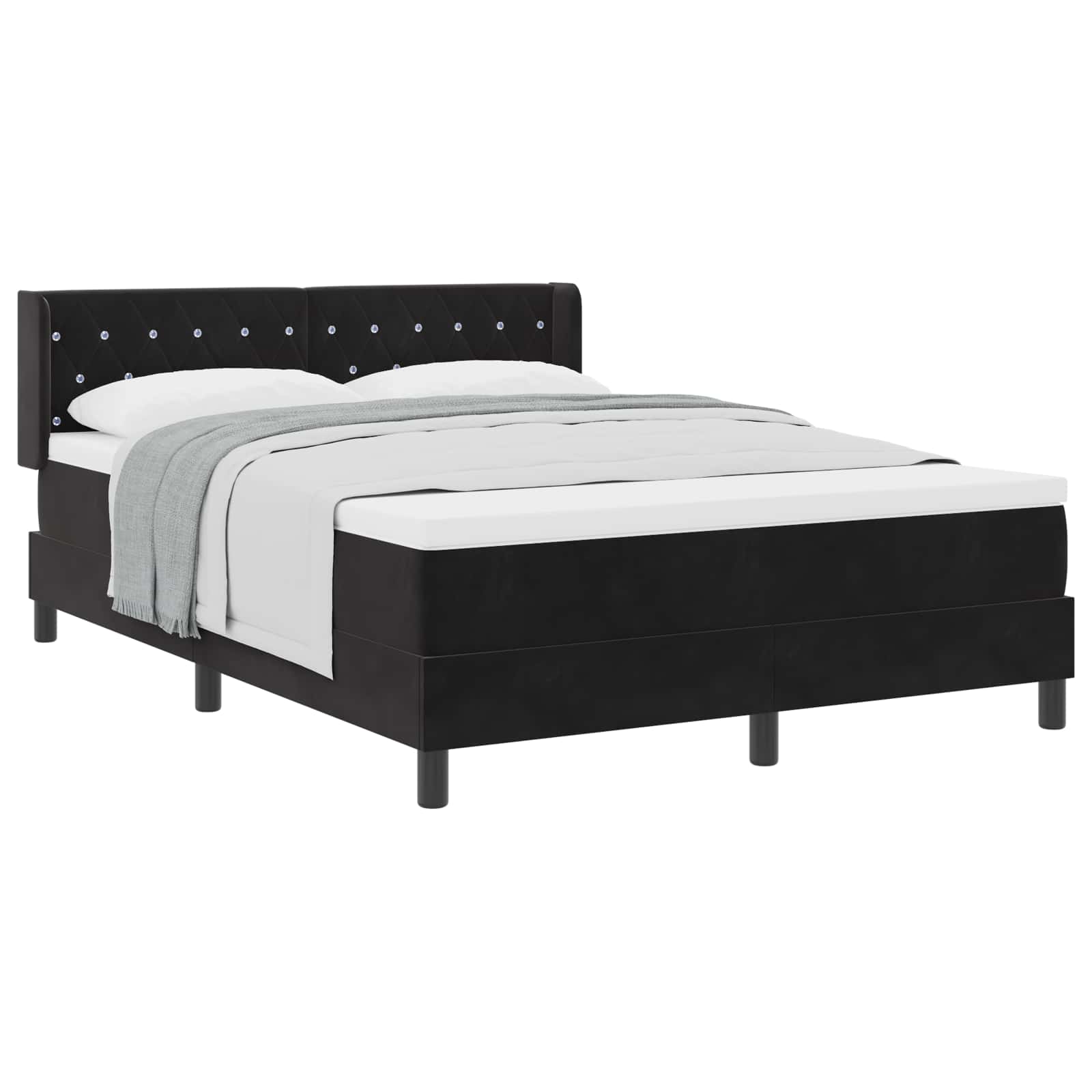 Boxspringbett mit Kopfteil Schwarz 200 x 160 cm Samt