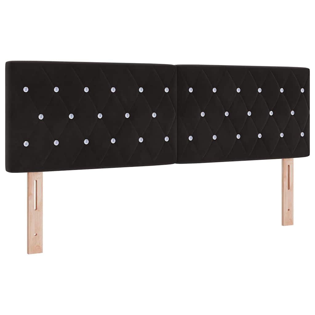Boxspringbett mit Kopfteil Schwarz 200 x 160 cm Samt