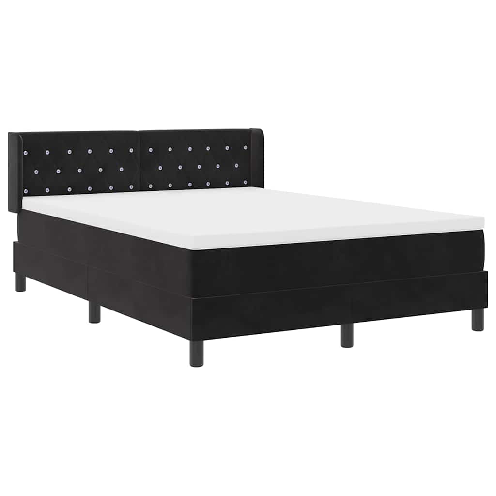 Boxspringbett mit Kopfteil Schwarz 200 x 160 cm Samt