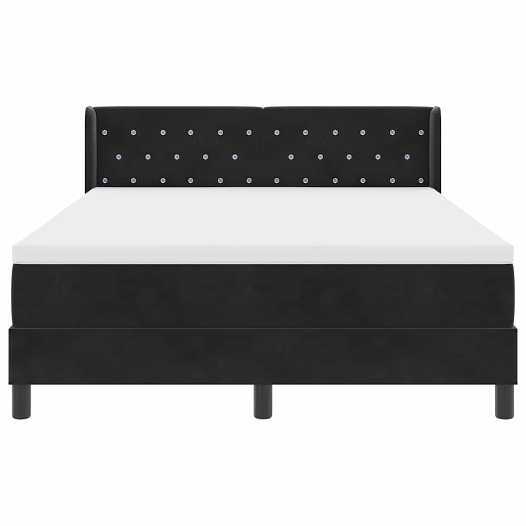 Boxspringbett mit Kopfteil Schwarz 200 x 160 cm Samt