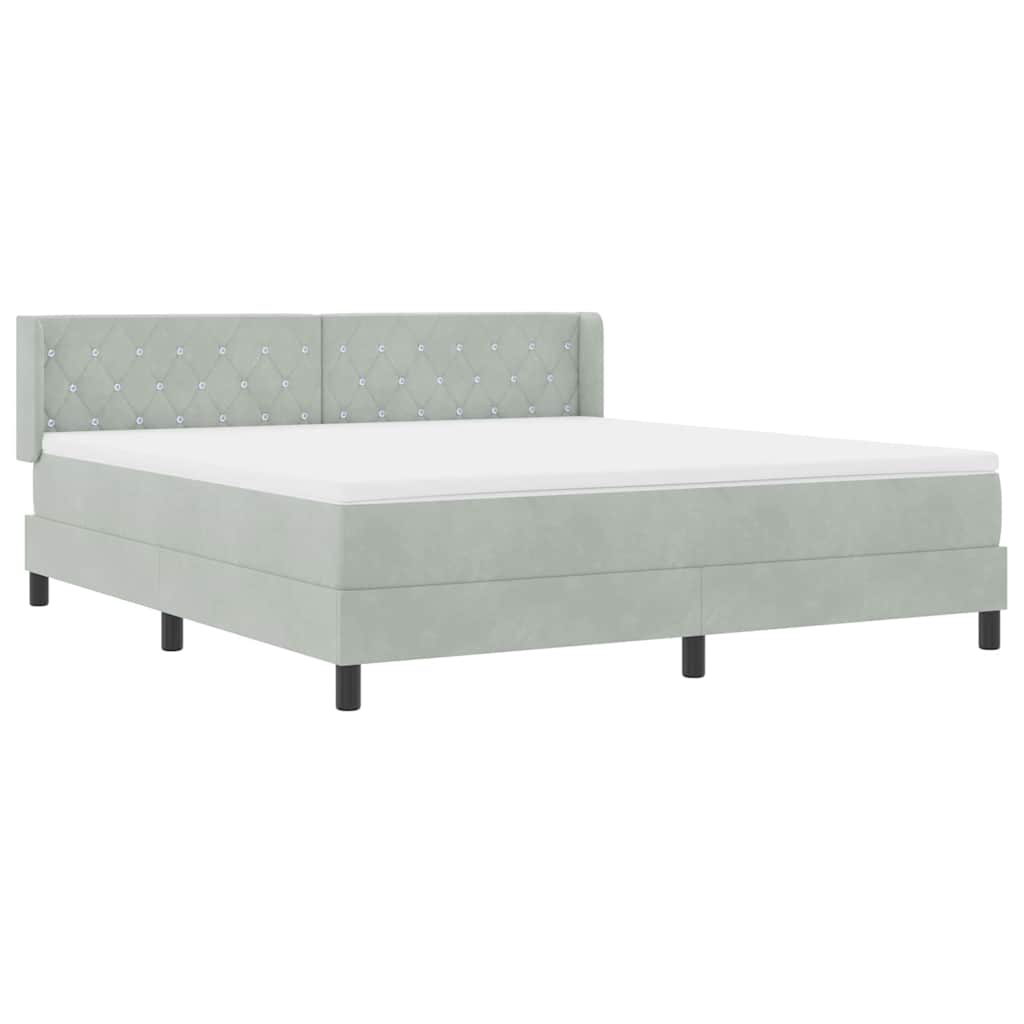Boxspringbett mit Matratze Schwarz 100x200 cm Velvet Hellgrau