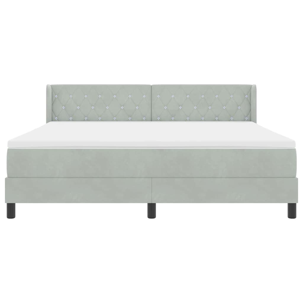 Boxspringbett mit Matratze Schwarz 100x200 cm Velvet Hellgrau