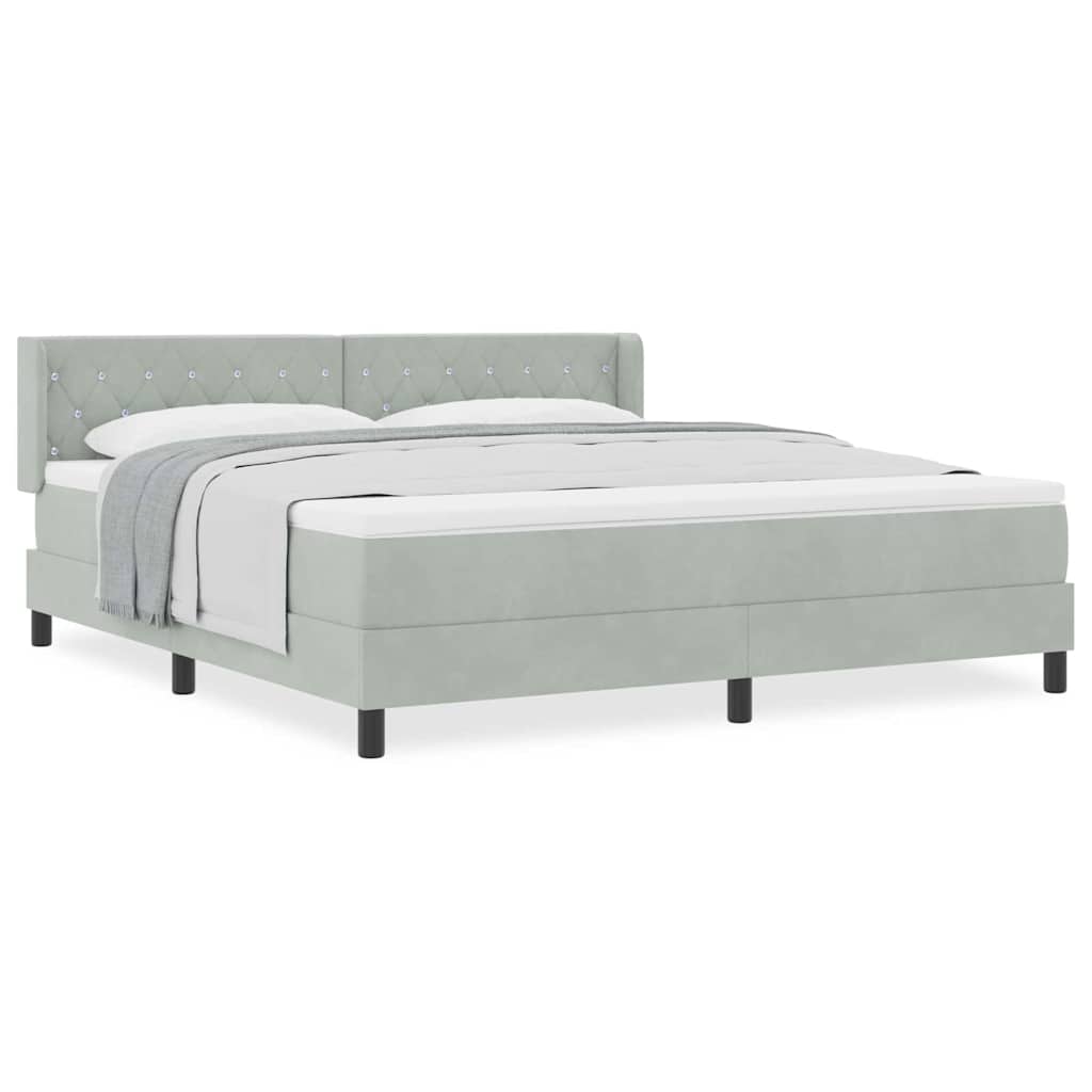 Boxspringbett mit Matratze Schwarz 100x200 cm Velvet Hellgrau