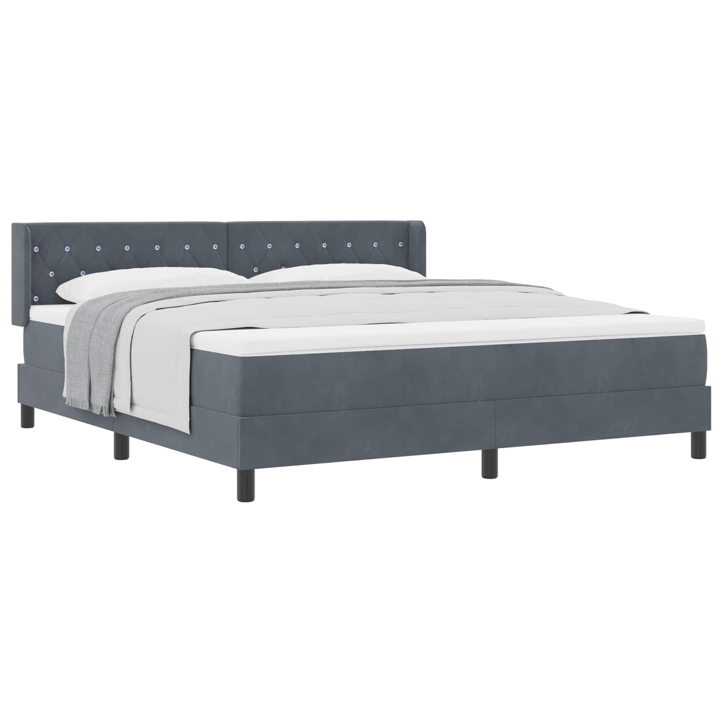 Boxspringbett mit Kopfteil Dunkelgrau 200 x 180 cm Samt