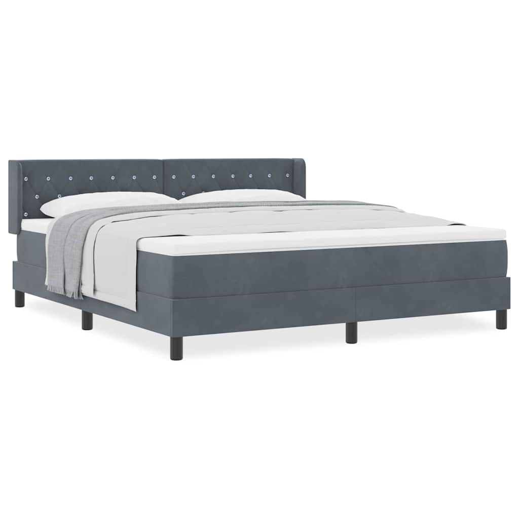 Boxspringbett mit Matratze Schwarz 100x200 cm Velvet Dunkelgrau