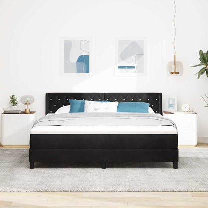 Boxspringbett mit Kopfteil Schwarz 200 x 180 cm Samt