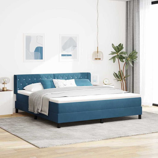 Boxspringbett mit Matratze Schwarz 100x200 cm Velvet Dunkelblau
