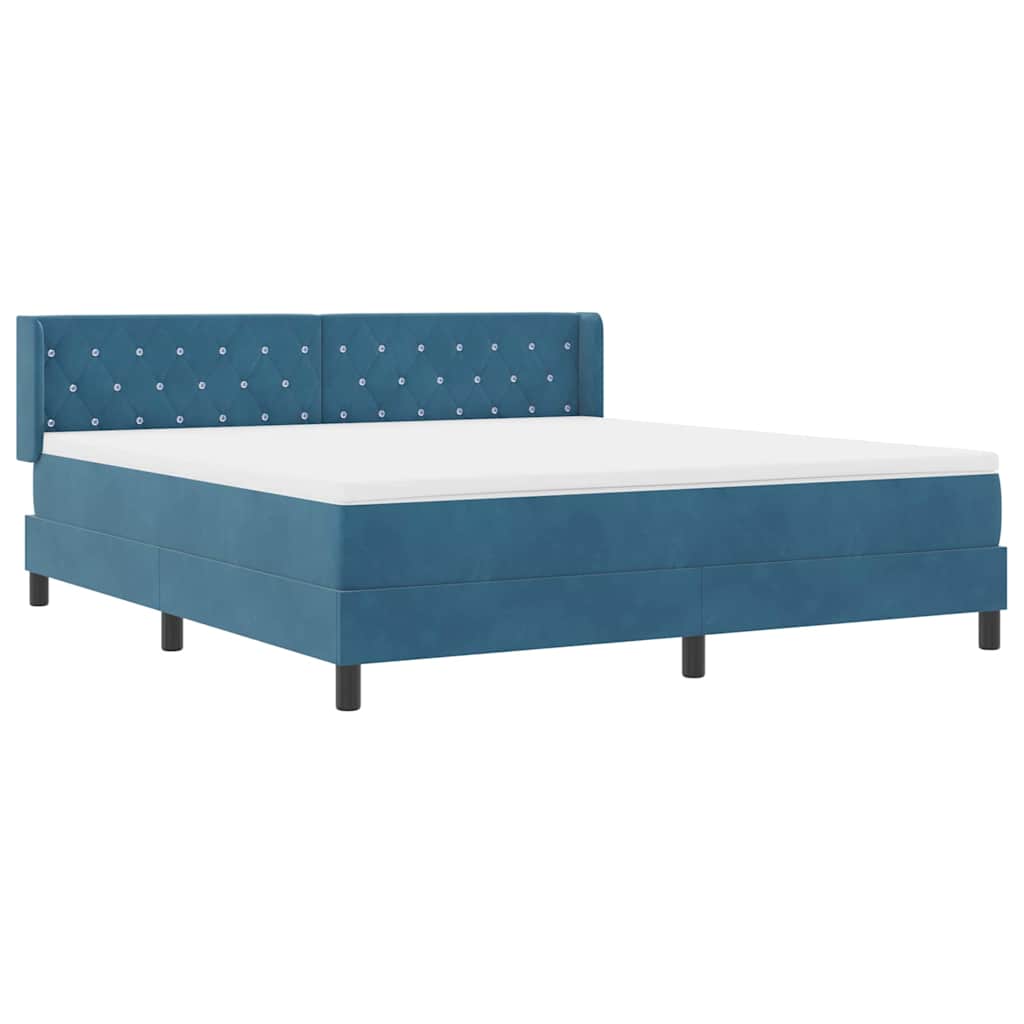 Boxspringbett mit Matratze Schwarz 100x200 cm Velvet Dunkelblau