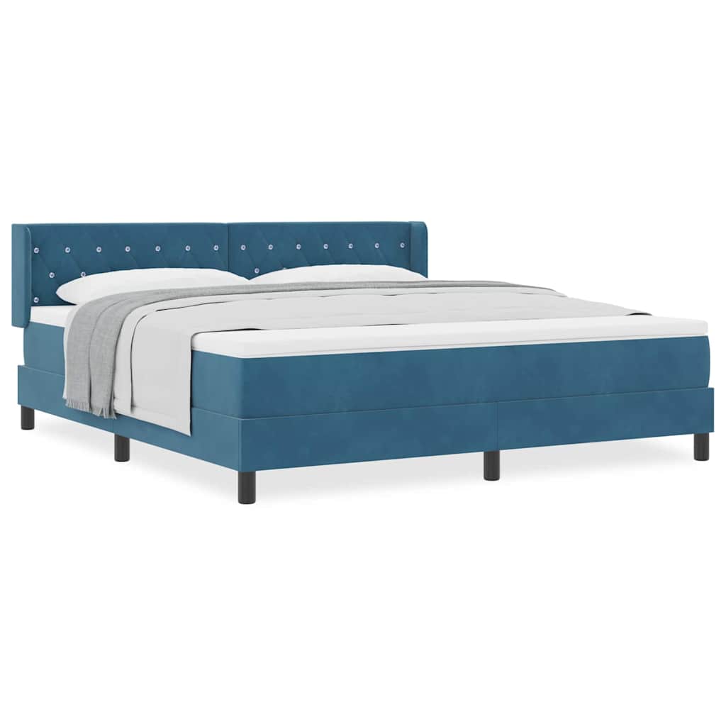 Boxspringbett mit Matratze Schwarz 100x200 cm Velvet Dunkelblau