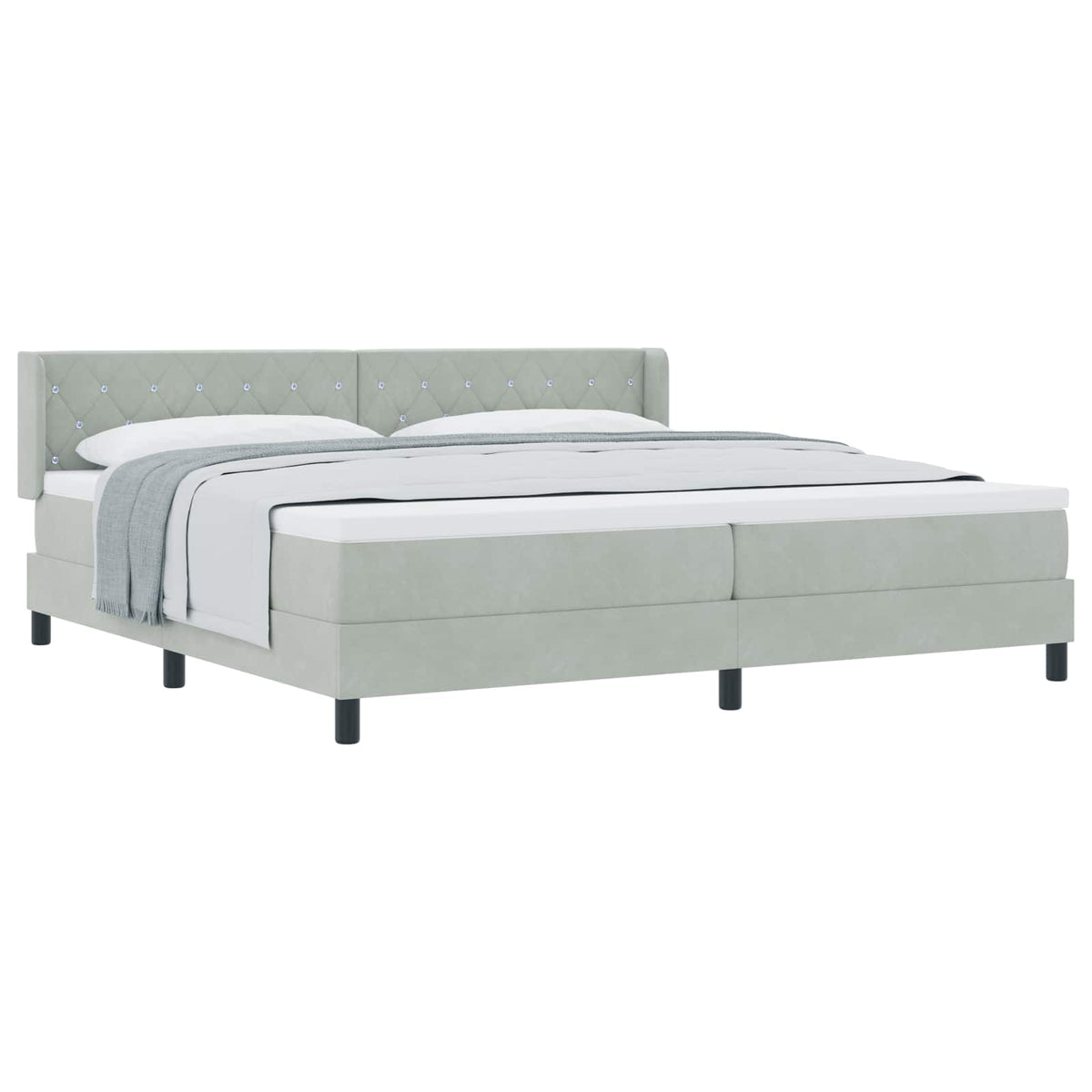 Boxspringbett mit Kopfteil Hellgrau 200 x 200 cm Samt