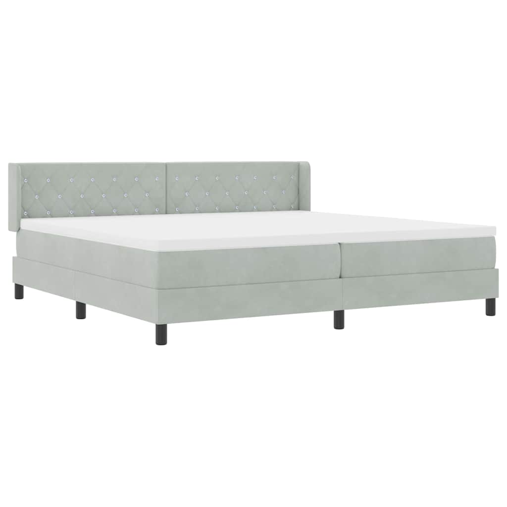 Boxspringbett mit Matratze Schwarz 100x200 cm Velvet Hellgrau