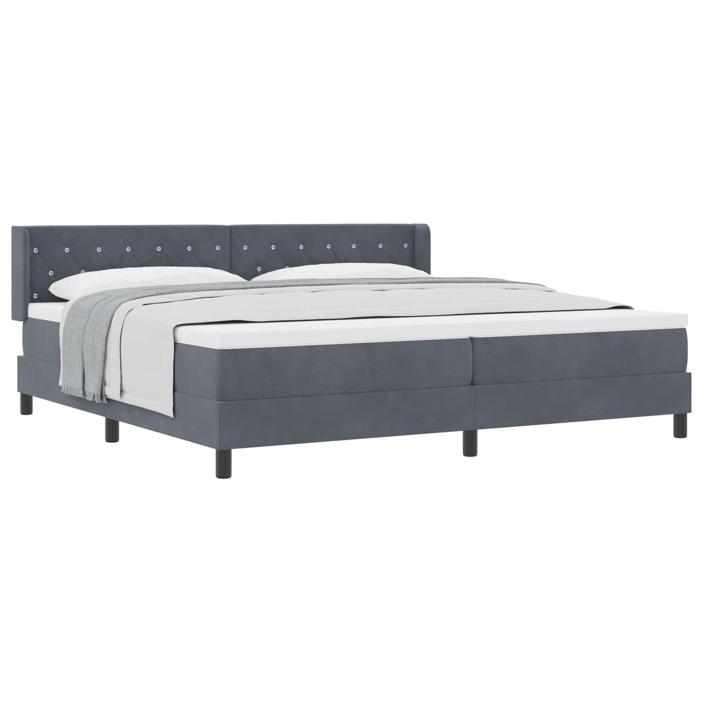 Boxspringbett mit Kopfteil Dunkelgrau 200 x 200 cm Samt