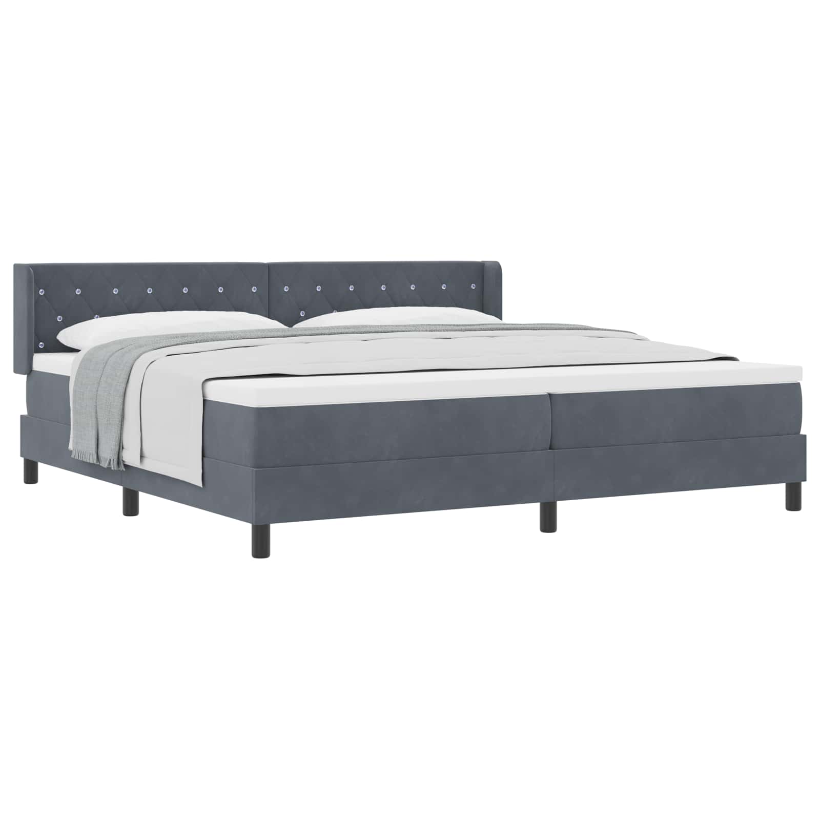 Boxspringbett mit Kopfteil Dunkelgrau 200 x 200 cm Samt