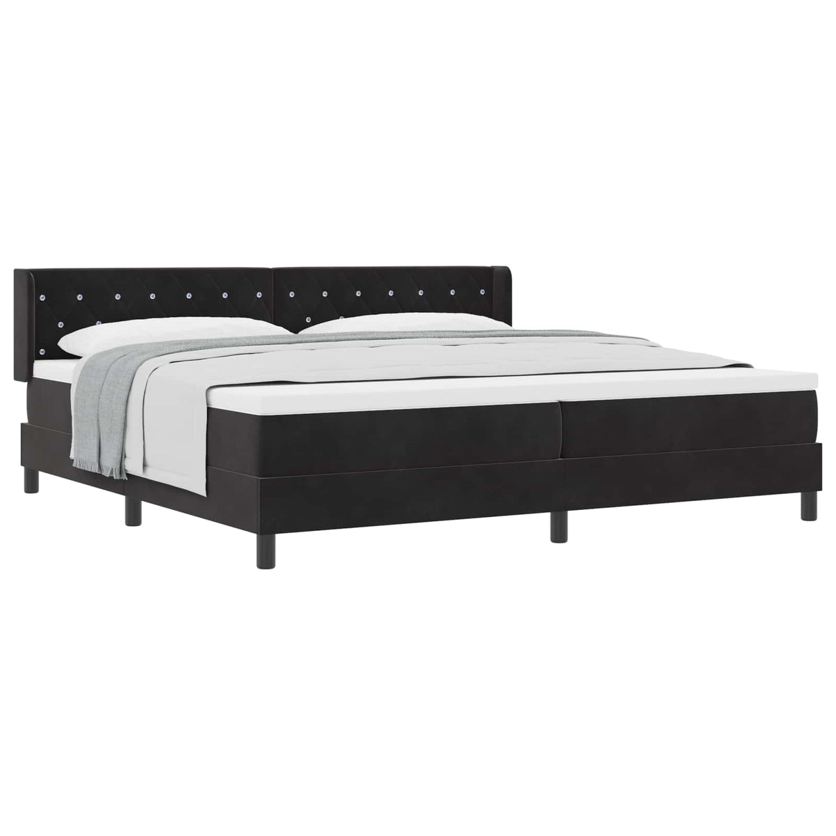 Boxspringbett mit Kopfteil Schwarz 200 x 200 cm Samt