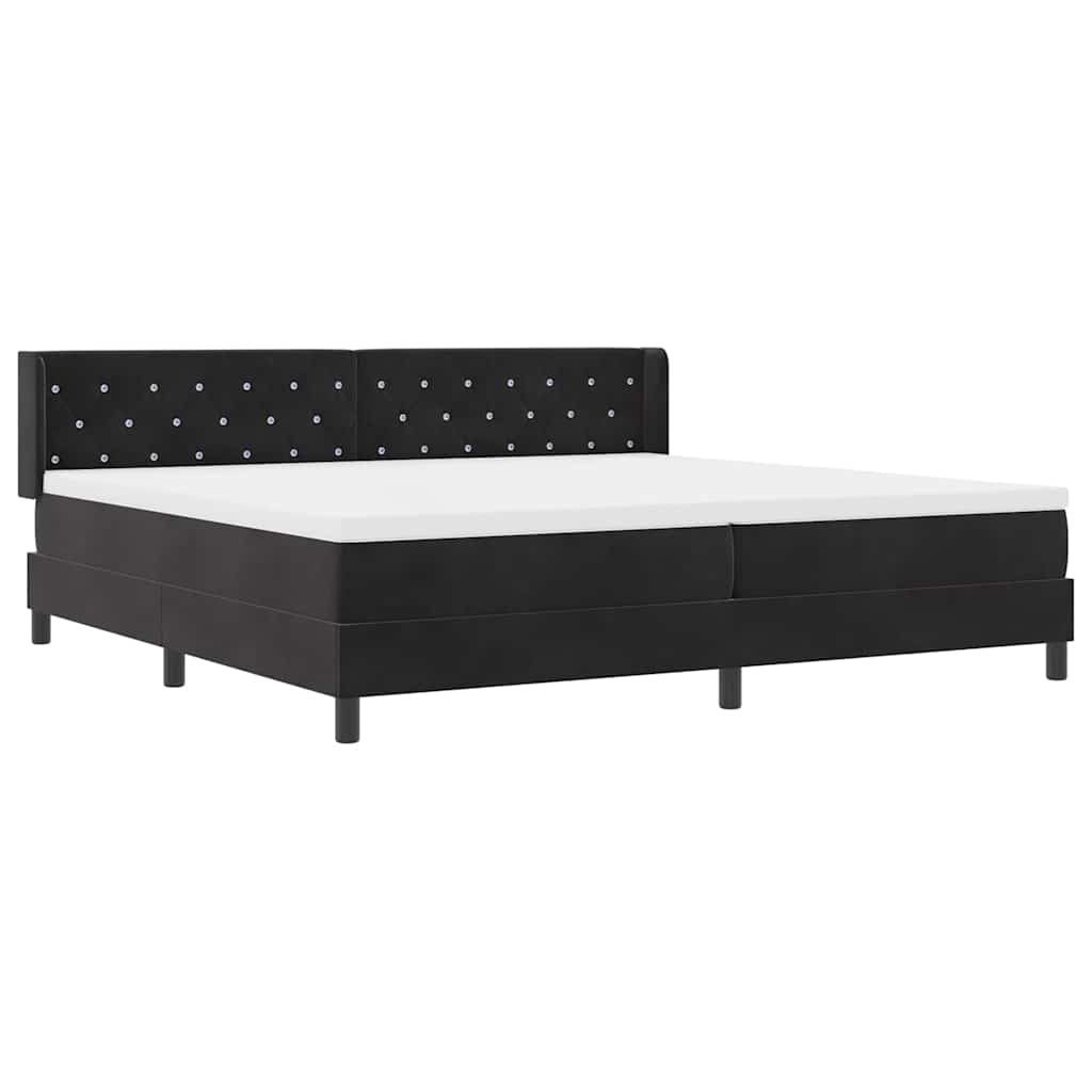 Boxspringbett mit Kopfteil Schwarz 200 x 200 cm Samt