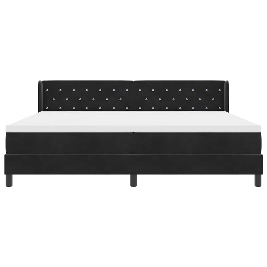Boxspringbett mit Kopfteil Schwarz 200 x 200 cm Samt