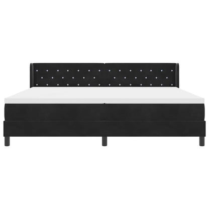 Boxspringbett mit Kopfteil Schwarz 200 x 200 cm Samt