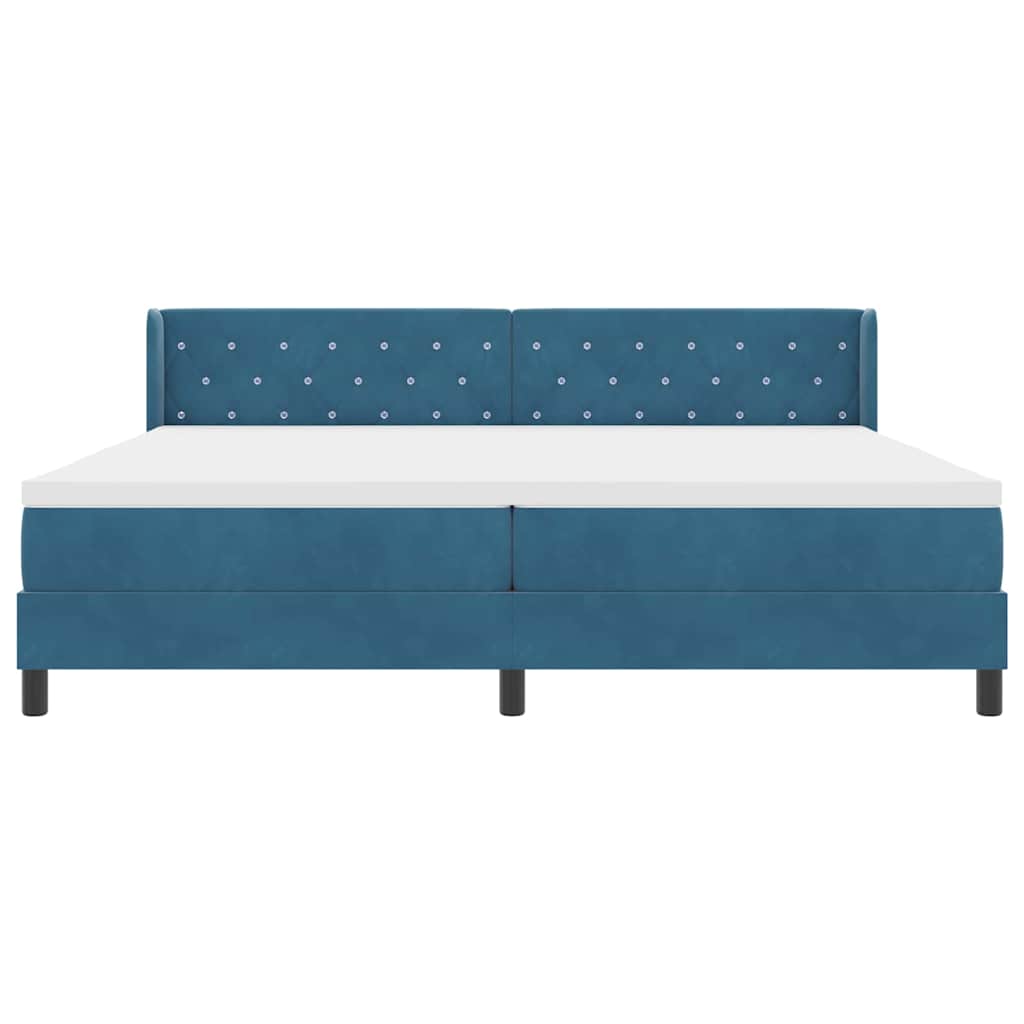Boxspringbett mit Matratze Schwarz 100x200 cm Velvet Dunkelblau