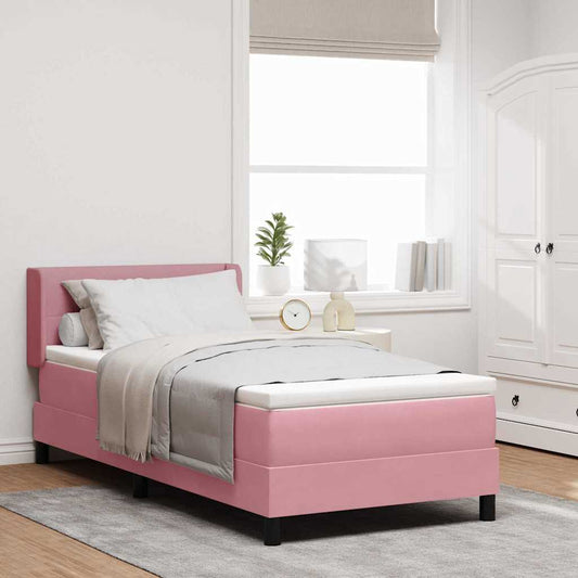 Boxspringbett mit Matratze Schwarz 100x200 cm Velvet Rosa