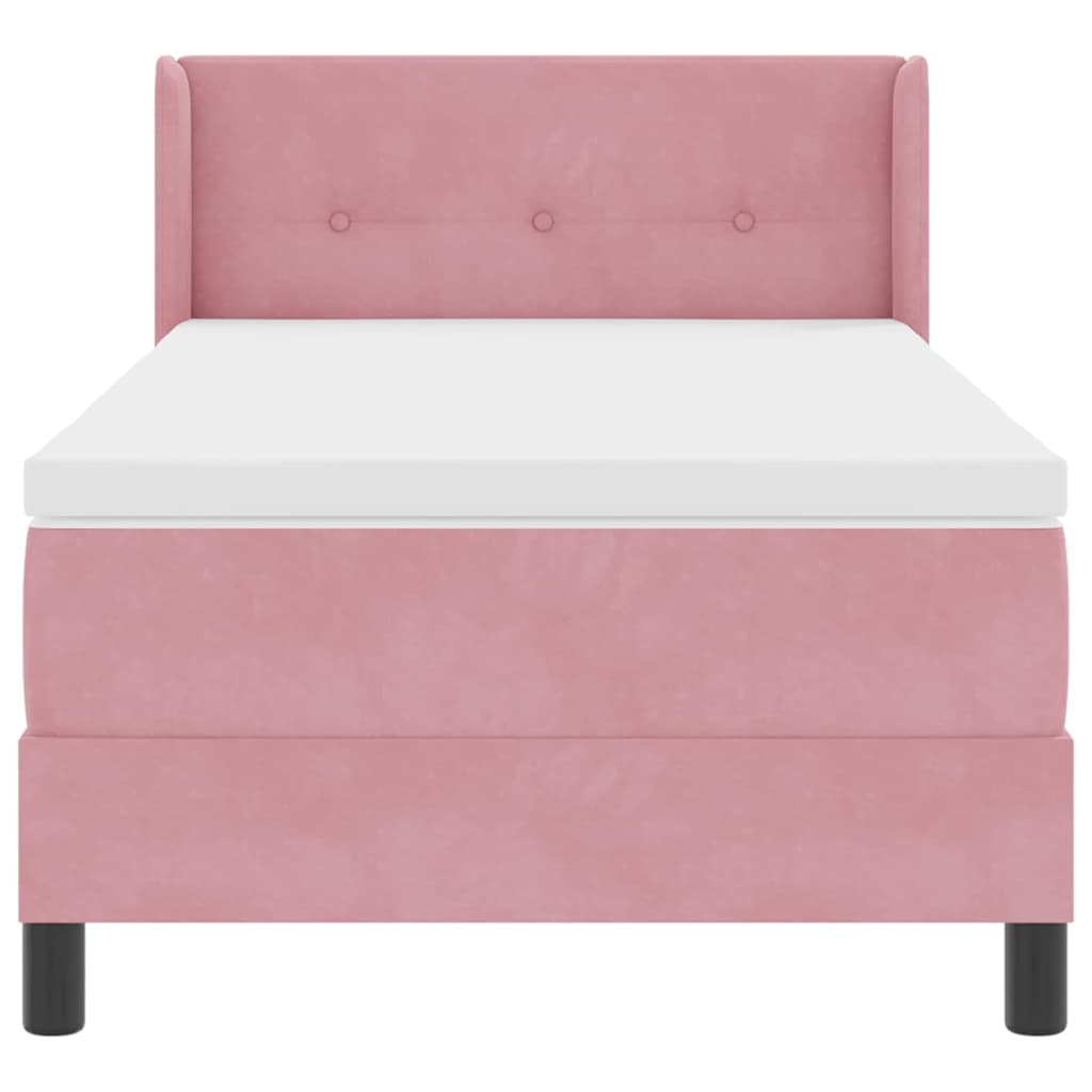 Boxspringbett mit Matratze Schwarz 100x200 cm Velvet Rosa