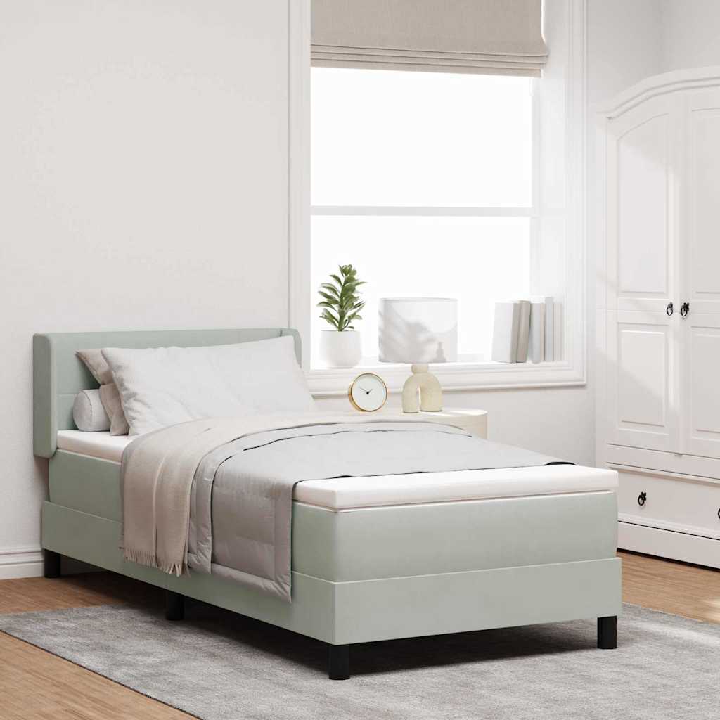 Boxspringbett mit Kopfteil Hellgrau 200 x 100 cm Samt
