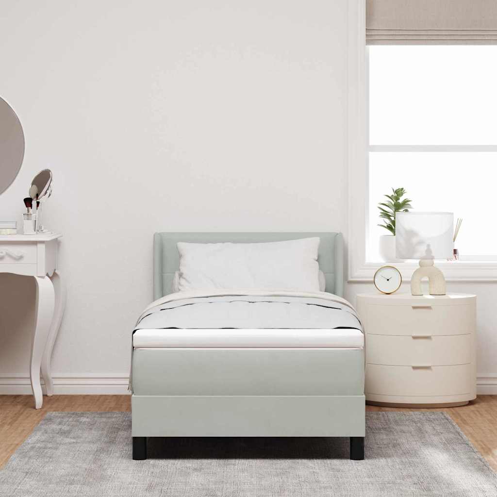 Boxspringbett mit Kopfteil Hellgrau 200 x 100 cm Samt