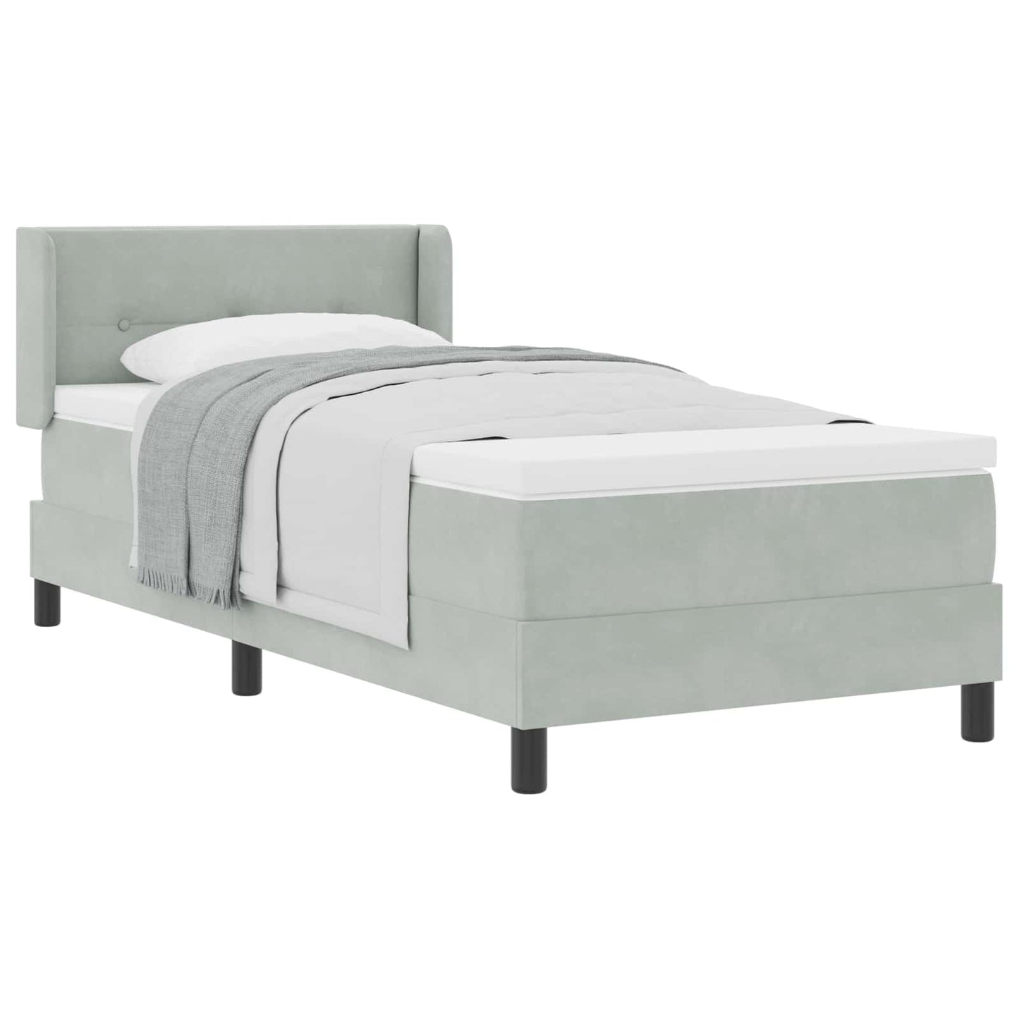 Boxspringbett mit Kopfteil Hellgrau 200 x 100 cm Samt